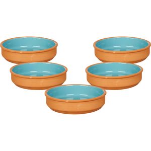 Set 12x tapas/creme brulee serveer schaaltjes terracotta/blauw 16x4 cm