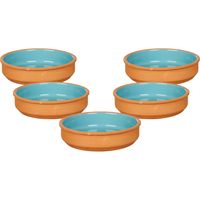 Set 12x tapas/creme brulee serveer schaaltjes terracotta/blauw 16x4 cm