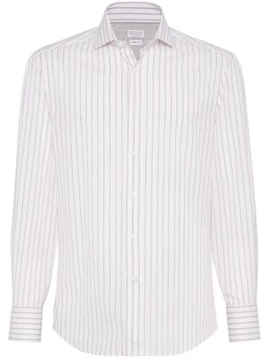 Brunello Cucinelli chemise en coton à rayures - Blanc