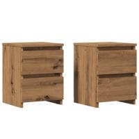 Nachtkastjes 2 st 30x30x40cm bewerkt hout artisanaal eikenkleur