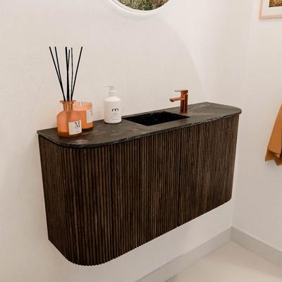 Toiletmeubel Mondiaz Joya Dlux | 83.2 cm | Meubelkleur Walnut | Faye wastafel Lava Wasbak Midden | 1 kraangat