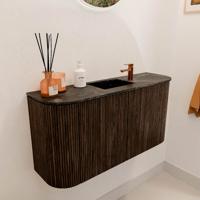 Toiletmeubel Mondiaz Joya Dlux | 83.2 cm | Meubelkleur Walnut | Faye wastafel Lava Wasbak Midden | 1 kraangat