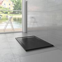 Douchebak Mat Zwart Natuursteen Look Daisy Rechthoek 160X80 Polystone (Exclusief Sifon) - thumbnail