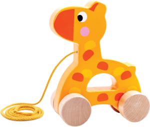 Tooky Toy Giraffe Houten Trekfiguur 18 maanden Geel/Oranje