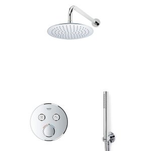 GROHE Grohtherm Regendoucheset Inbouw- hoofddouche 20 cm - 2 functies - handdouche staaf 1 stand - wandarm - chroom sw105953 SW104917 SW720559 SW696254 SW542643 SW496