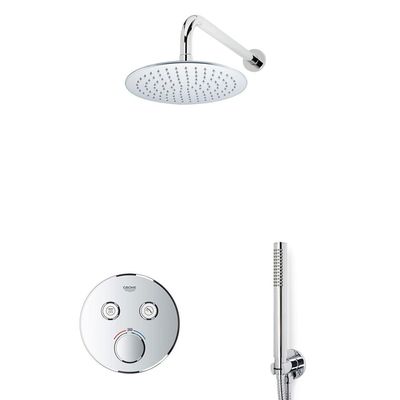 GROHE Grohtherm Regendoucheset Inbouw- hoofddouche 20 cm - 2 functies - handdouche staaf 1 stand - wandarm - chroom sw105953 SW104917 SW720559 SW696254 SW542643 SW496