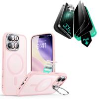 iPhone 17 Bundle Classic Hybrid Magnetic Case (Camera Control, Stash Stand) and Armorite Privacy Screen Protector - Frosted Bubblegum Pink iPhone 17 Bundle Classic Hybrid Magnetic Case (Camera Control, Stash Stand) and Armorite Privacy Screen Protector - Frosted Bubblegum Pink