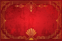 Gouden patroonrand vinyl tapijt rood