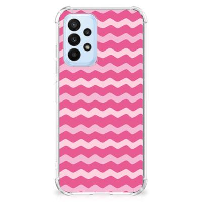 Samsung Galaxy A23 Doorzichtige Silicone Hoesje Waves Pink Samsung Galaxy A23 Doorzichtige Silicone Hoesje Waves Pink