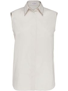 Brunello Cucinelli chemise unie à design sans manches - Blanc