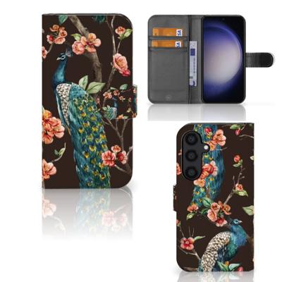 Samsung Galaxy S24 | Telefoonhoesje | Met pasjeshouder | Pauw met Bloemen