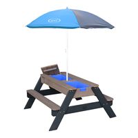 AXI Nick Zand & Water Picknicktafel Antraciet/grijs - Parasol Grijs/blauw - thumbnail