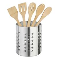 Secret de Gourmet Keukengerei - houten spatels set 5-delig - RVS houder - Keuken pollepels/spatel