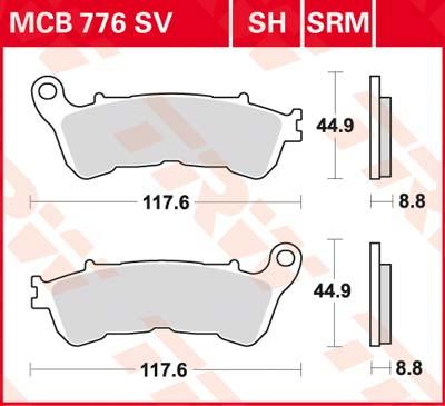 TRW Remblokken, en remschoenen voor de moto, MCB776SRM Sinter maxi scooter