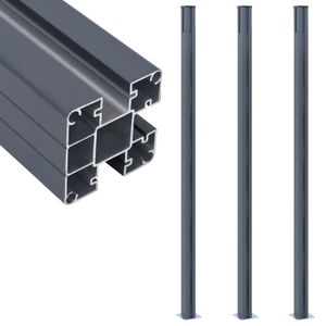 VidaXL Schuttingpalen 3 st 185 cm aluminium donkergrijs