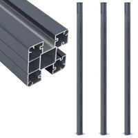 VidaXL Schuttingpalen 3 st 185 cm aluminium donkergrijs