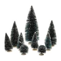 9x stuks kerstdorp onderdelen miniatuur boompjes groen 6 tot 20 cm - Kerstdorpen