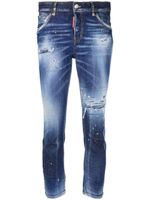 DSQUARED2 jean skinny court à effet usé - Bleu