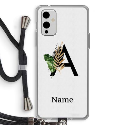 Charcoal Flora: OnePlus 9 Transparant Hoesje met koord