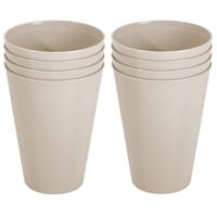 Onbreekbare drinkglazen - set 8x stuks - kunststof - beige - 430 ml - camping/outdoor/kinderen