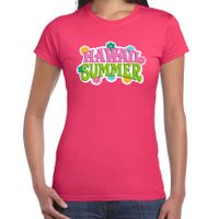 Hawaii summer t-shirt roze voor dames - thumbnail