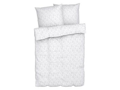 LIVARNO home Dekbedovertrek 240 x 220 cm (Bladeren/wit/lichtgrijs)