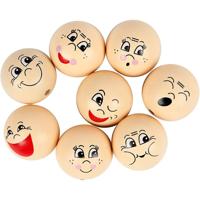 Hoofdjes knutsel materiaal - houten vormen - 16x - 30 mm - poppetjes maken