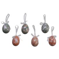 Decoris decoratie paaseieren - hangend - lente prints - 6x stuks - foam - 6 cm - aan lusjes