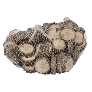 Decoratie boomschijven - netje 500 gram - 2,5 cm - hout - boomschors schijfjes