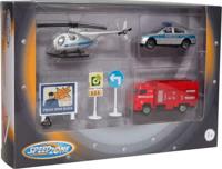 Vedes Brandweer politie en helikopter, duits met verkeersborden