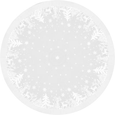 Kerst tafelkleed/tafellaken - rond - wit - kerst print - D180 cm - polyester