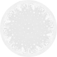 Kerst tafelkleed/tafellaken - rond - wit - kerst print - D180 cm - polyester