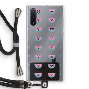 Smiley watermeloenprint: Samsung Galaxy Note 10 Transparant Hoesje met koord