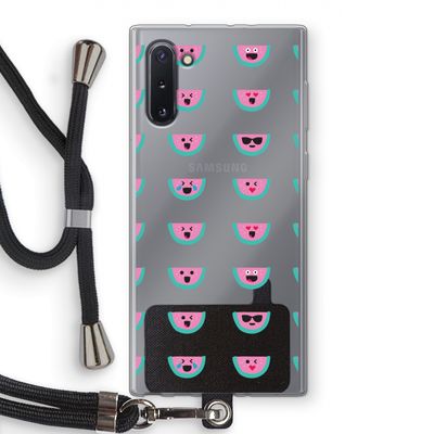 Smiley watermeloenprint: Samsung Galaxy Note 10 Transparant Hoesje met koord