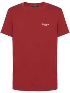 Balmain t-shirt en coton biologique à logo floqué - Rouge