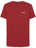 Balmain t-shirt en coton biologique à logo floqué - Rouge