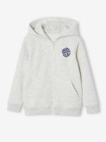 Jongenssweater met rits en capuchon Basics gemêleerd wit