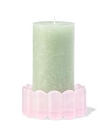 HEMA Kaarsonderzetter ⌀10x4.5cm glas ribbel roze (roze)