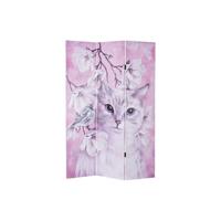 Kamerscherm DKD Home Decor Kat Canvas 120 x 2,5 x 180 cm Pijnboom