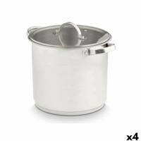Kookpot met Glazen Deksel Kinvara 17396 17396 Zilverkleurig 31 x 25 x 24 cm 31 x 23 x 24 cm Inductie (4 Stuks)