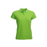 Dames basic poloshirt - limegroen - korte mouw - getailleerd - katoen - thumbnail