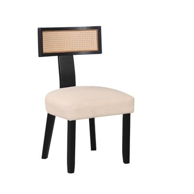 Eetkamerstoelen Keukenstoelen Met Rieten Rugleuning Gewatteerde Kussens En Houten Poten-Zwart