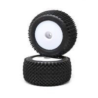 Losi Pin Tires, Rear, Mounted, White (2): Mini-T 2.0 (LOS41013) - thumbnail