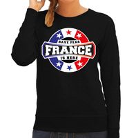 Have fear France is here / Frankrijk supporter sweater zwart voor dames - thumbnail