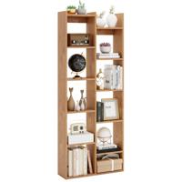 Boekenkast 12-Laags Stellingkast met Anti-Kantelbeveiliging Houten Plank Moderne Opbergmeubel voor Thuiskantoor Natuurlijk/Wit