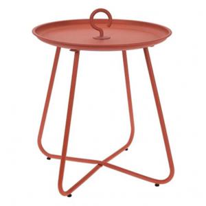 Bijzettafel/koffietafel Fleur - rond - metaal - terracotta - D40 x H46 cm - voor binnen/buiten