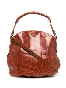 Madison.Maison sac porté épaule en cuir à effet peau de crocodile - Marron