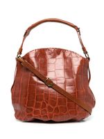 Madison.Maison sac porté épaule en cuir à effet peau de crocodile - Marron