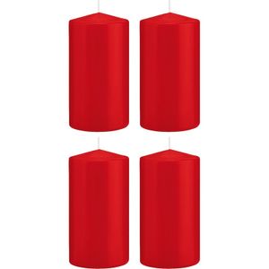 4x Kaarsen rood 8 x 15 cm 69 branduren sfeerkaarsen   -