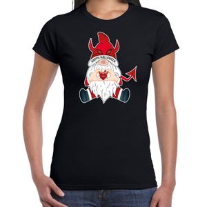 Halloween verkleed t-shirt dames - duivel kabouter/gnome - zwart - themafeest outfit